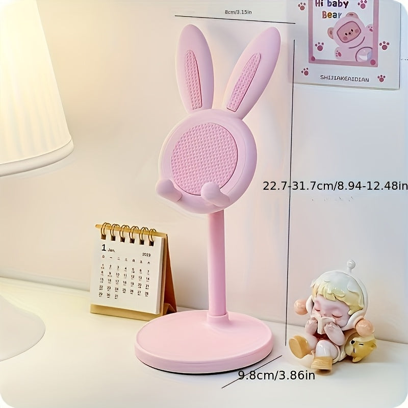 Cute Bunny Adjustable Phone Stand, ABS Material, Universal Desktop Holder, Stable Grip, Portable Design, Ideal Gift for Apple, Huawei, Samsung, Xiaomi & More, Versatile Use